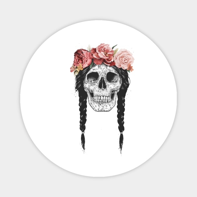 Skull with floral crown Magnet by soltib